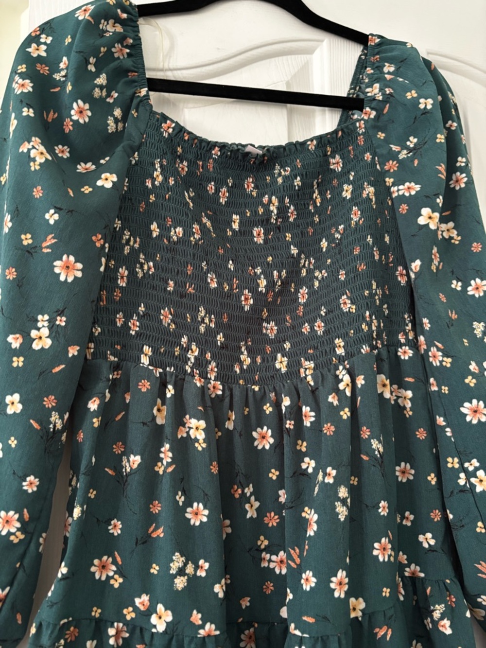 Emerald Bloom Smocked Floral Dress - Picture 3 of 5